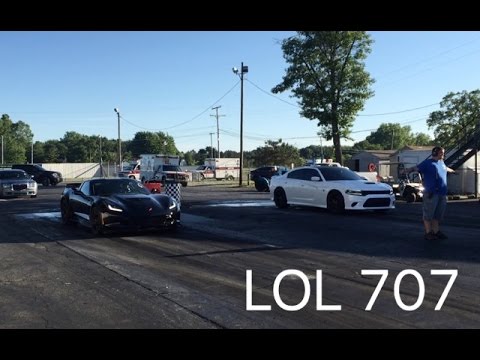 C7 Z06 & Charger Hellcat  いい勝負　0-400　動画